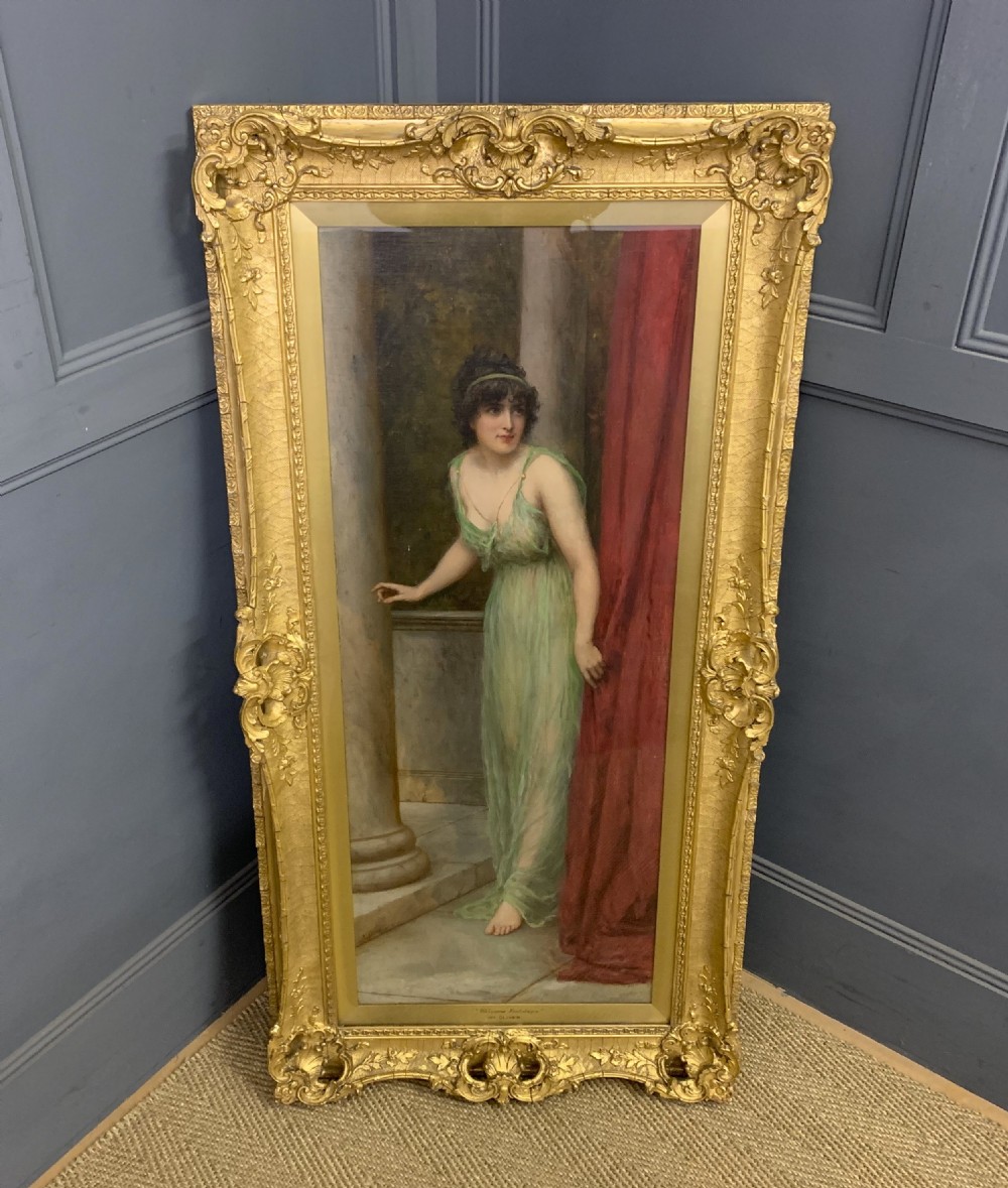 Genre Full Length Oil Painting of a Maiden by William Oliver