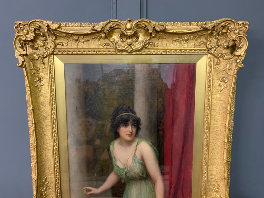 Genre Full Length Oil Painting of a Maiden by William Oliver View III