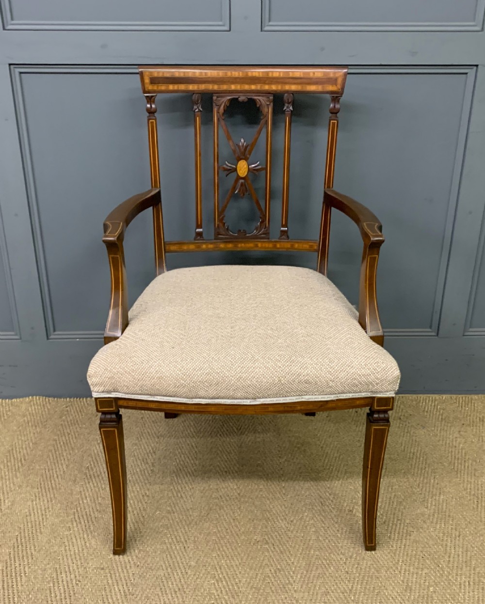 Edwardian Inlaid Mahogany Armchair