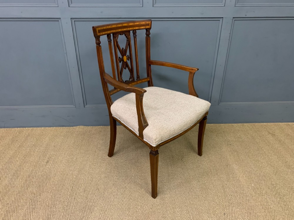 Edwardian Inlaid Mahogany Armchair View VII