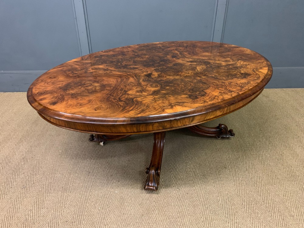 Large Sized Victorian Burr Walnut Coffee Table