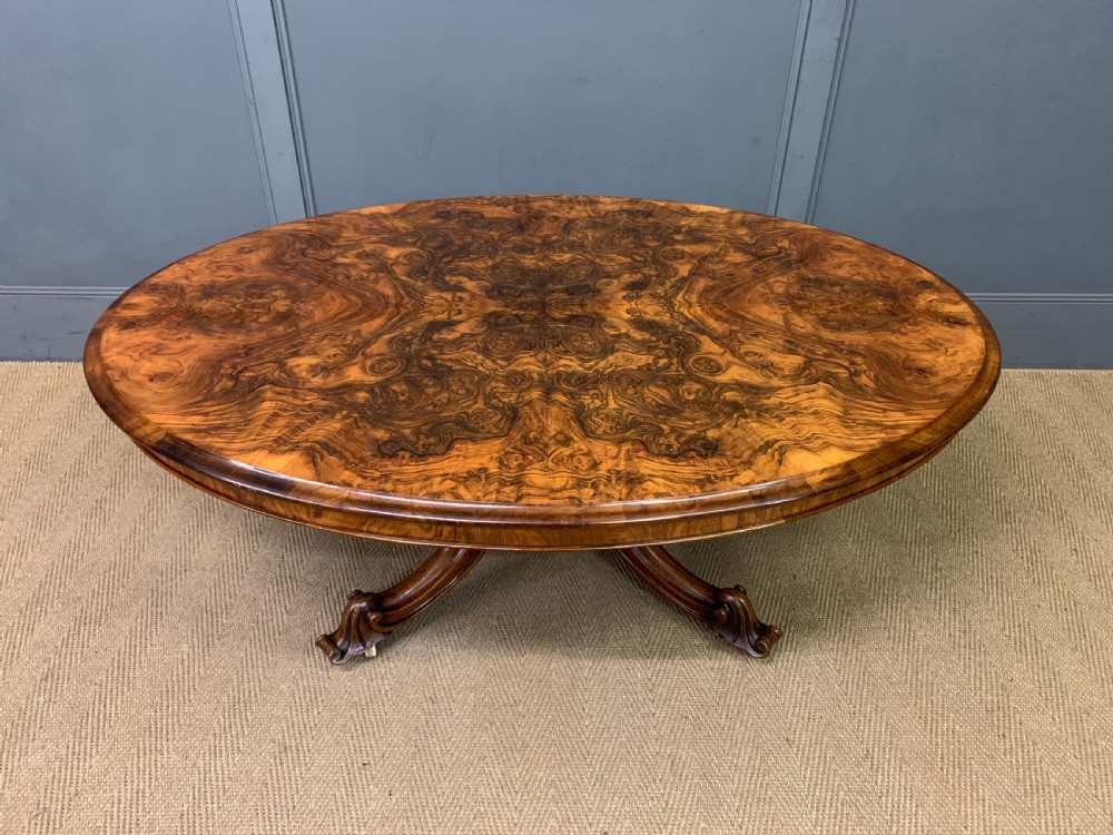 Large Sized Victorian Burr Walnut Coffee Table View IV