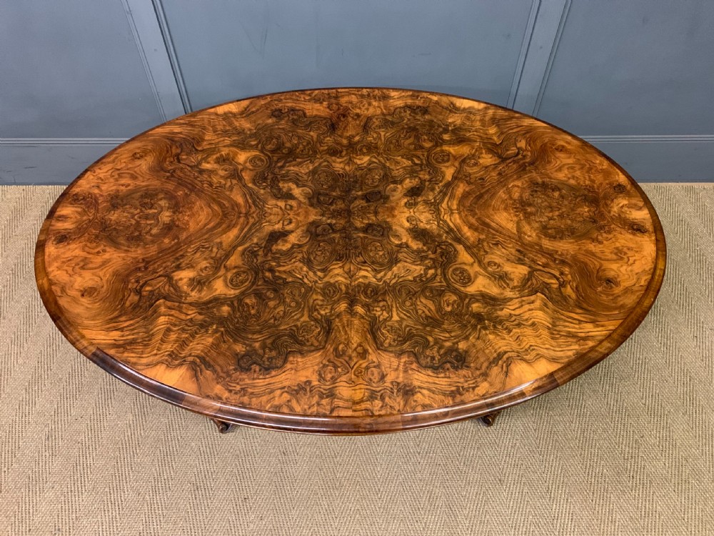 Large Sized Victorian Burr Walnut Coffee Table View VI