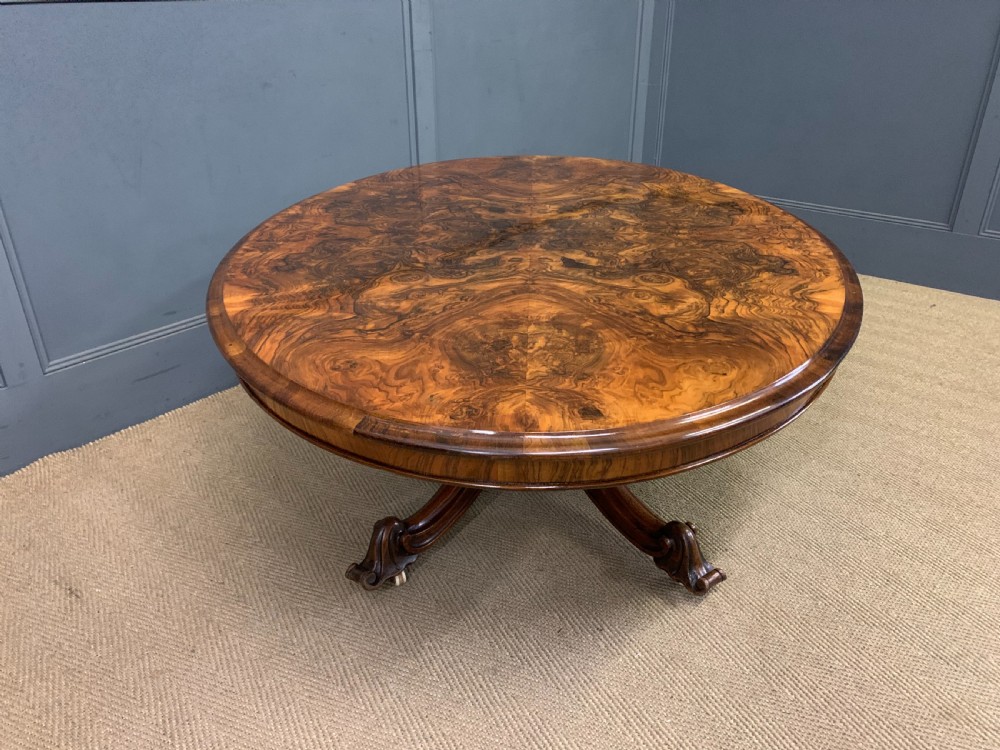Large Sized Victorian Burr Walnut Coffee Table View XII