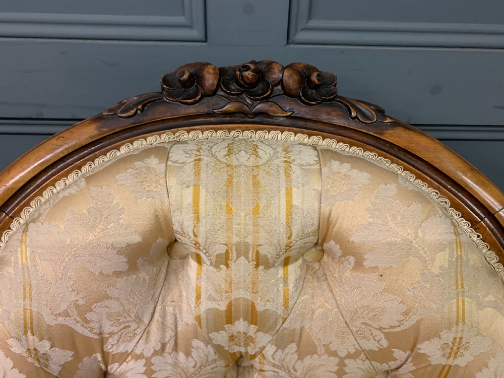 Victorian Carved Walnut Upholstered Armchair View VI