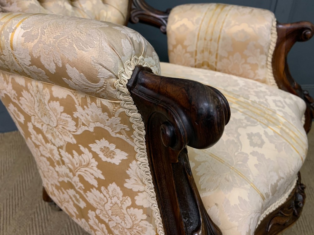 Victorian Carved Walnut Upholstered Armchair View IX