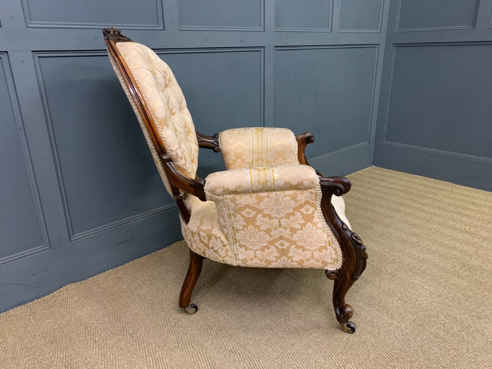 Victorian Carved Walnut Upholstered Armchair View XI