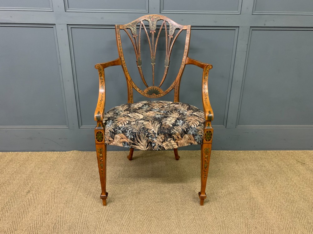 Painted Satinwood Armchair View II