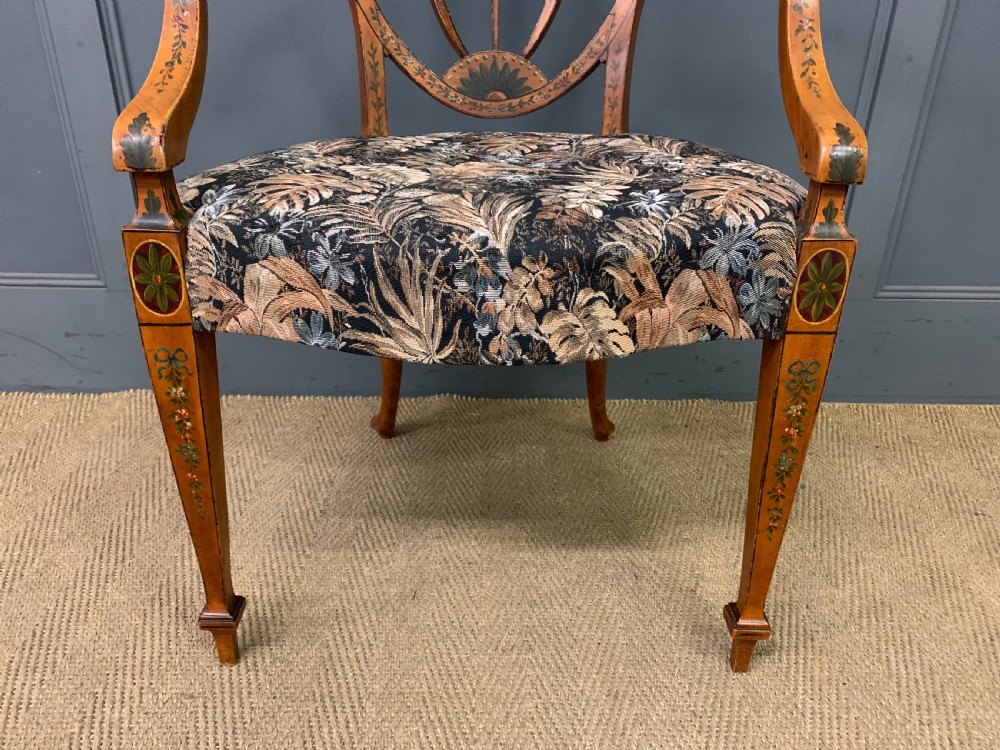 Painted Satinwood Armchair View III