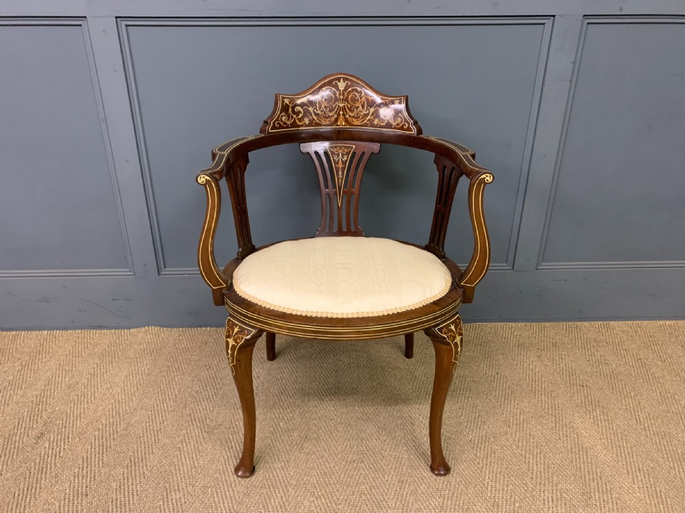 Fine Pair of Inlaid Mahogany Armchairs View VIII