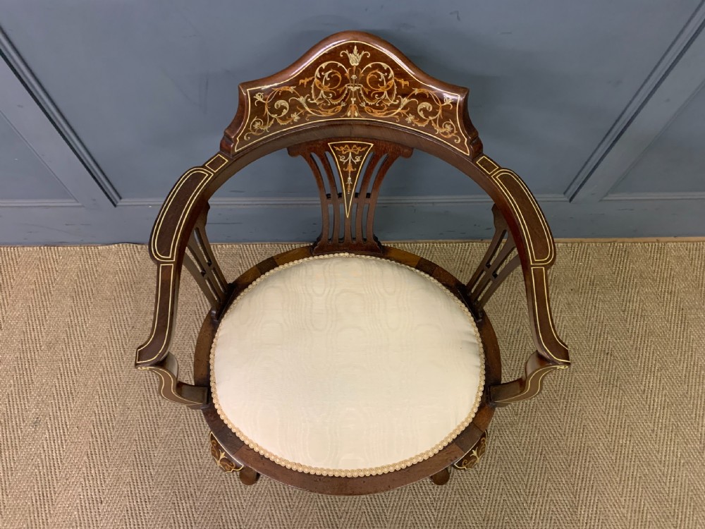 Fine Pair of Inlaid Mahogany Armchairs View IX