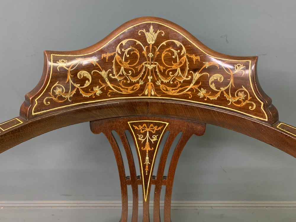 Fine Pair of Inlaid Mahogany Armchairs View X