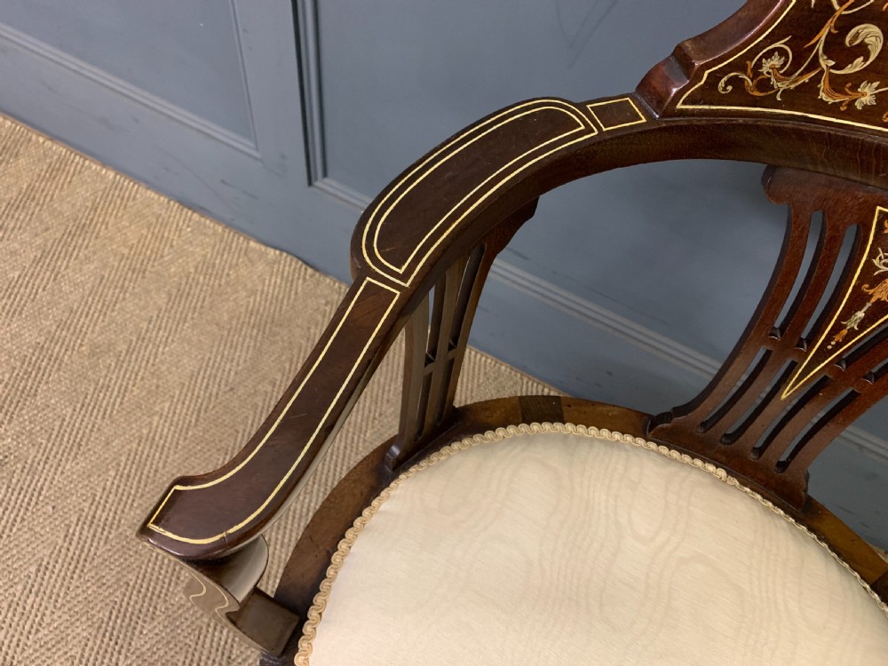 Fine Pair of Inlaid Mahogany Armchairs View XI