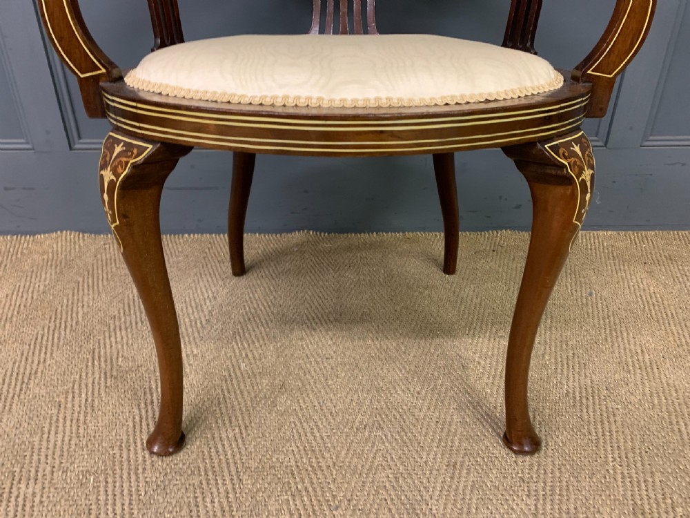 Fine Pair of Inlaid Mahogany Armchairs View XIII