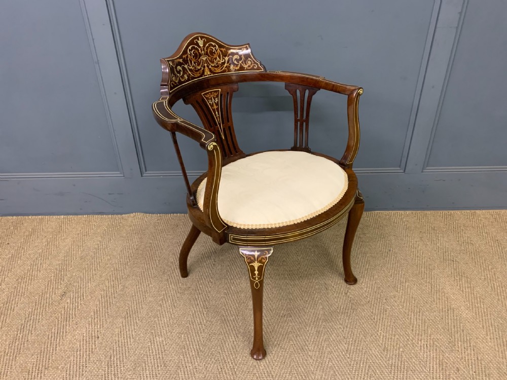 Fine Pair of Inlaid Mahogany Armchairs View XV