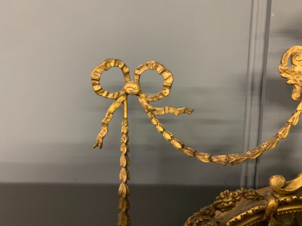 Adam Revival Carved Giltwood and Gesso Oval Pier Mirror View VI