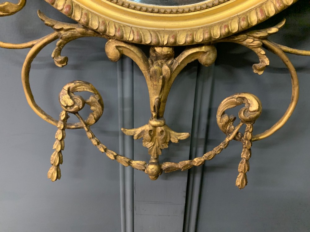Adam Revival Carved Giltwood and Gesso Oval Pier Mirror View X