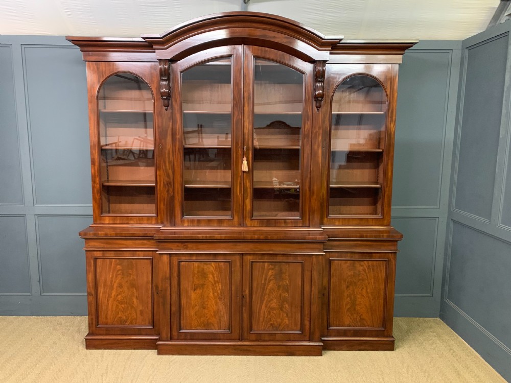 Imposing Victorian Mahogany Breakfront Bookcase