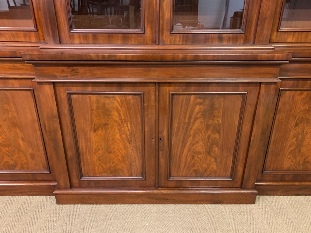 Imposing Victorian Mahogany Breakfront Bookcase View III