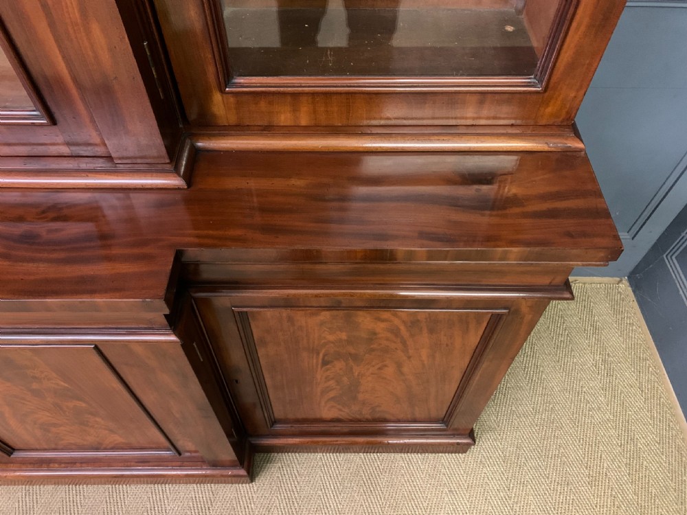 Imposing Victorian Mahogany Breakfront Bookcase View V