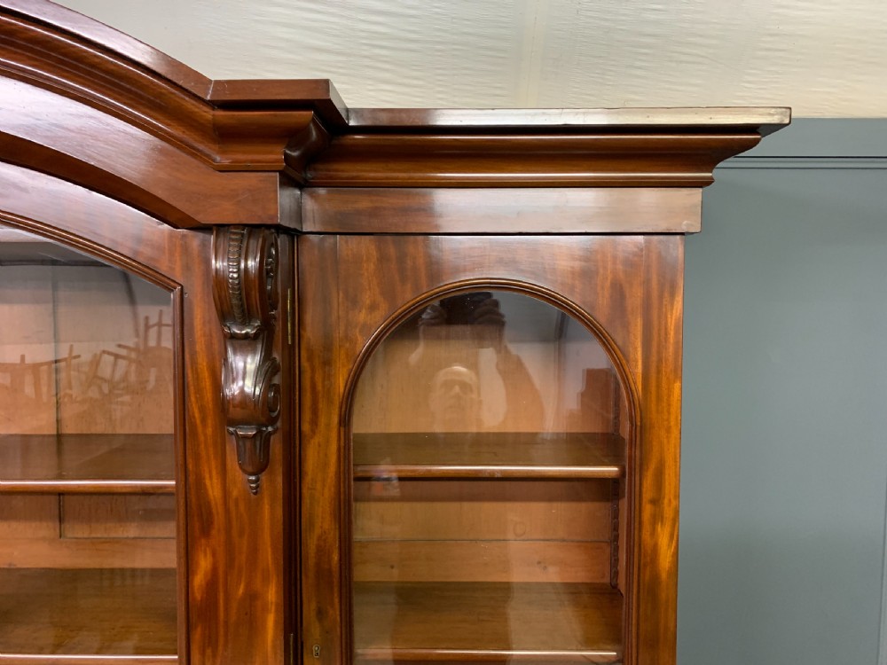 Imposing Victorian Mahogany Breakfront Bookcase View VIII