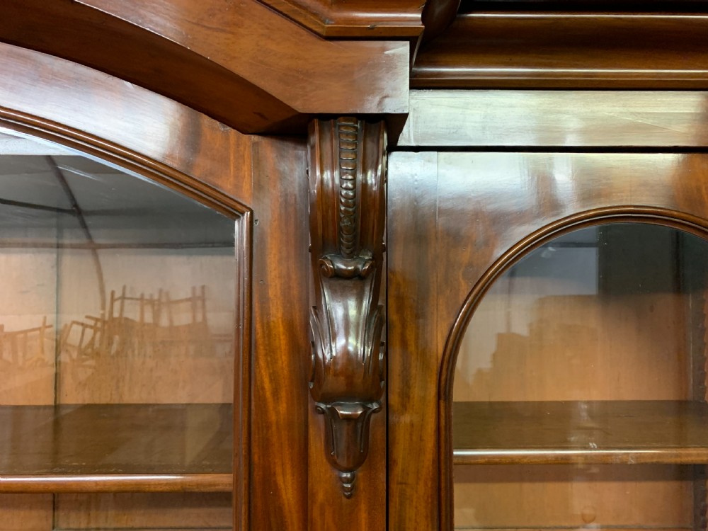 Imposing Victorian Mahogany Breakfront Bookcase View X