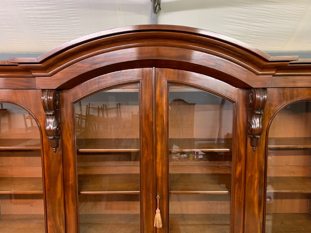 Imposing Victorian Mahogany Breakfront Bookcase View XII