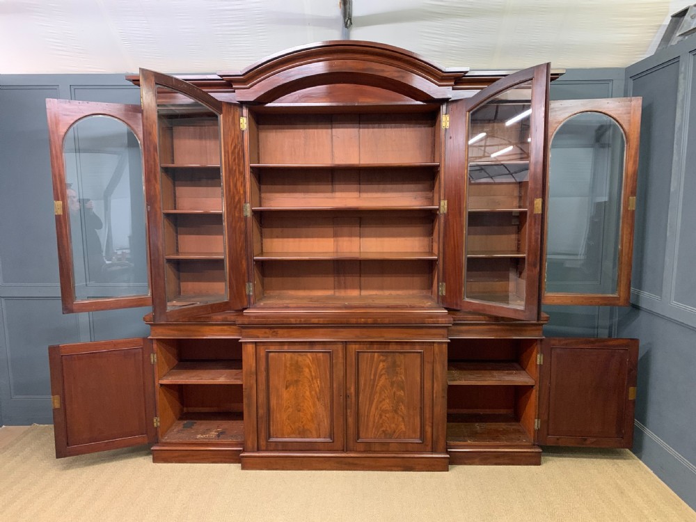 Imposing Victorian Mahogany Breakfront Bookcase View XVI