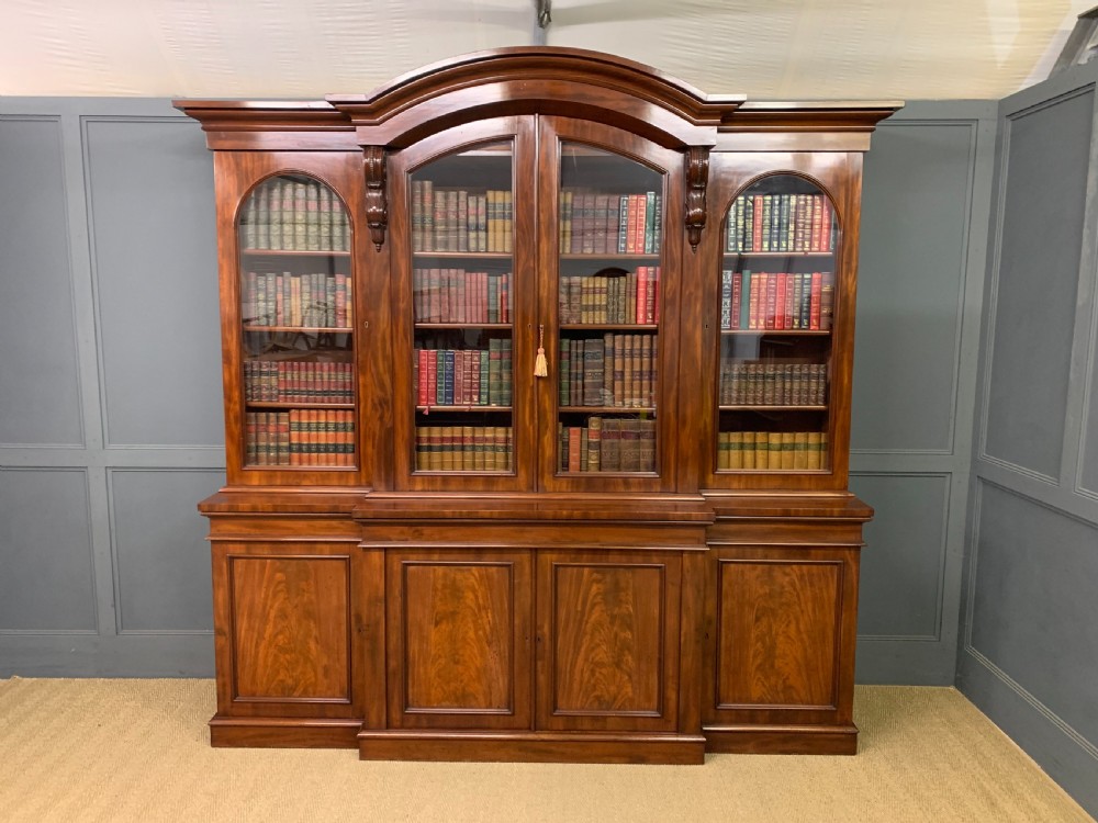 Imposing Victorian Mahogany Breakfront Bookcase View XVII