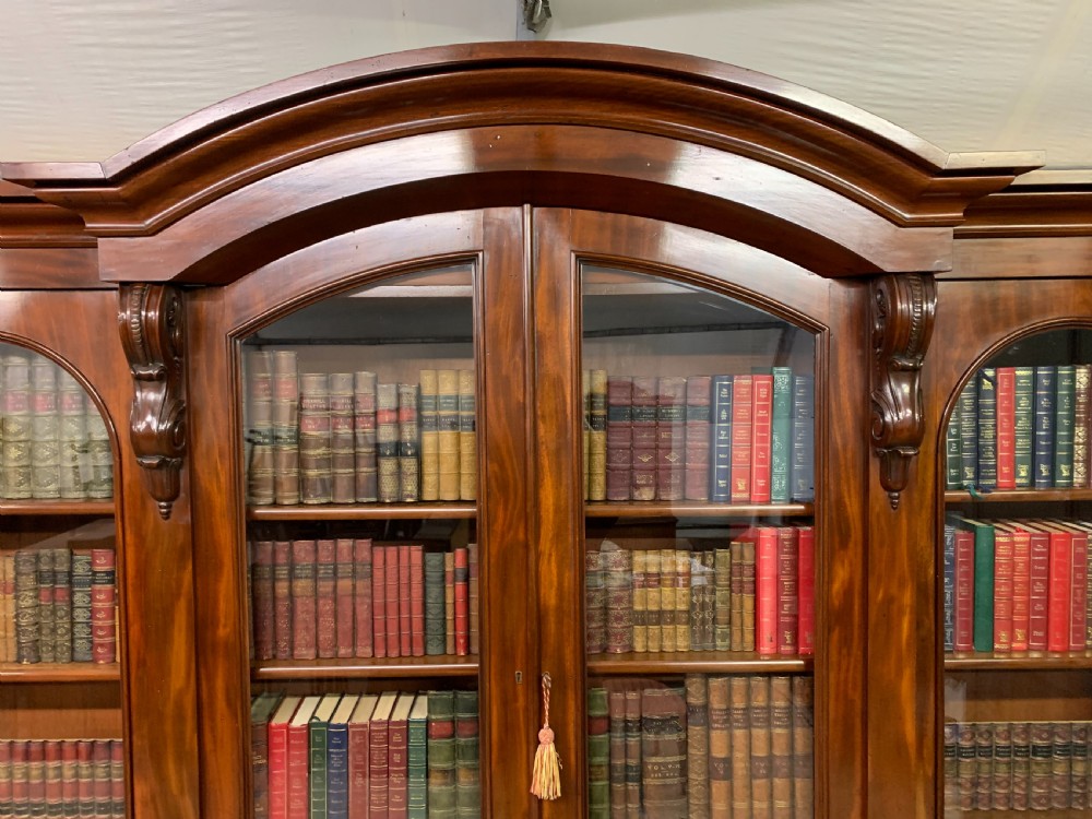 Imposing Victorian Mahogany Breakfront Bookcase View XX