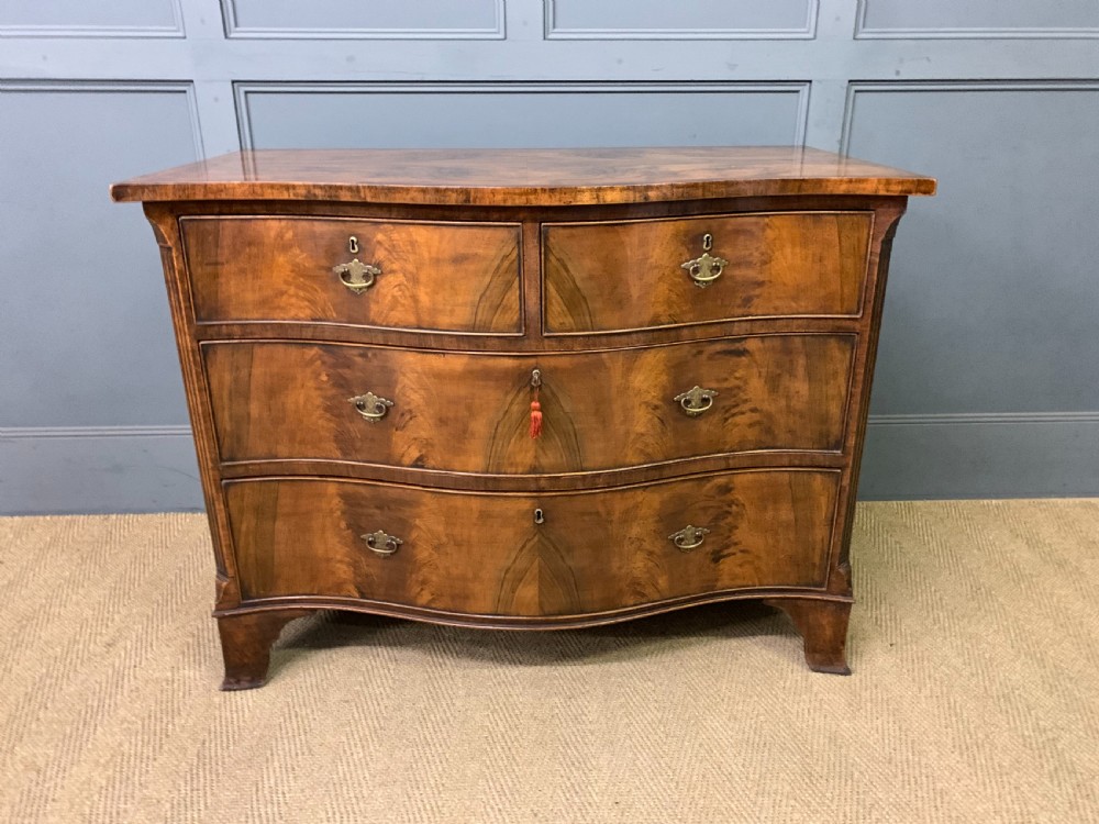 Serpentine Fronted Burr Walnut Chest of Drawers View II