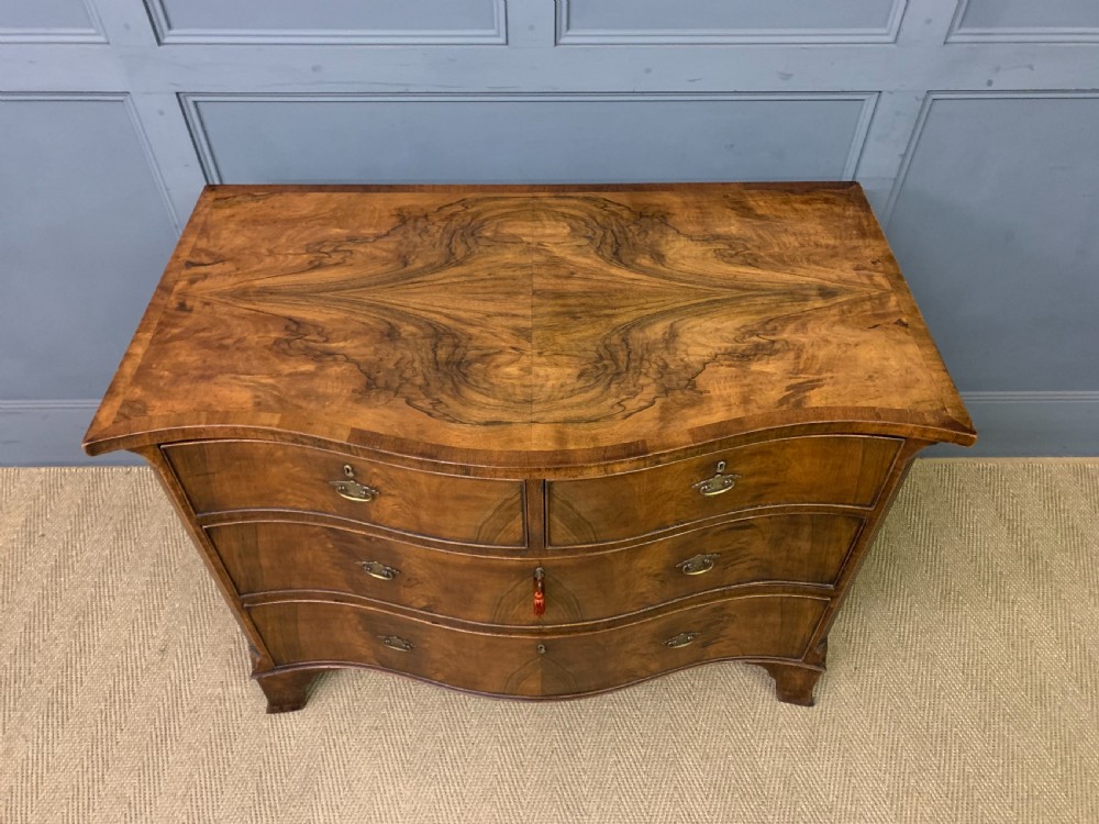 Serpentine Fronted Burr Walnut Chest of Drawers View III