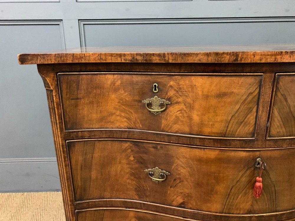 Serpentine Fronted Burr Walnut Chest of Drawers View IV