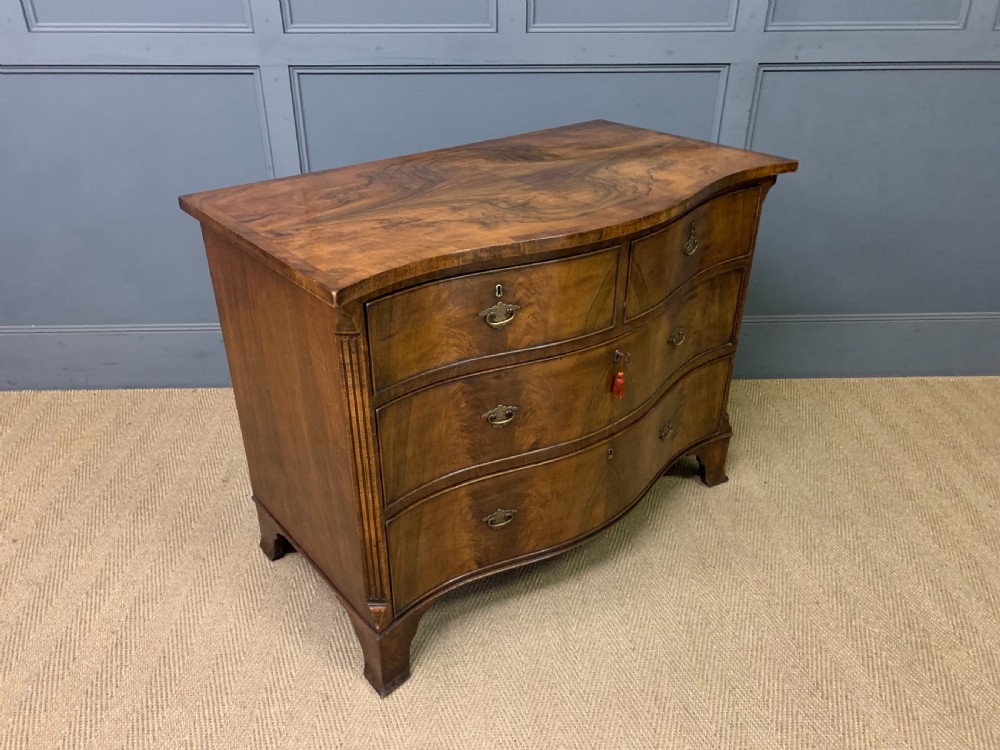 Serpentine Fronted Burr Walnut Chest of Drawers View VII