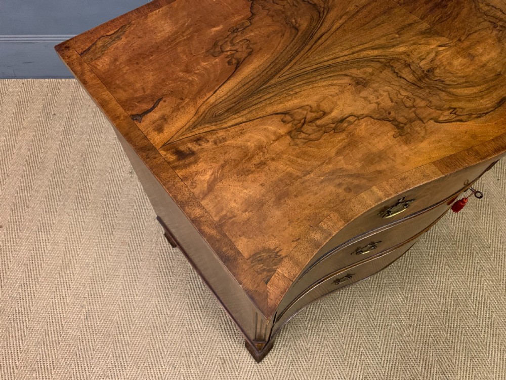 Serpentine Fronted Burr Walnut Chest of Drawers View IX