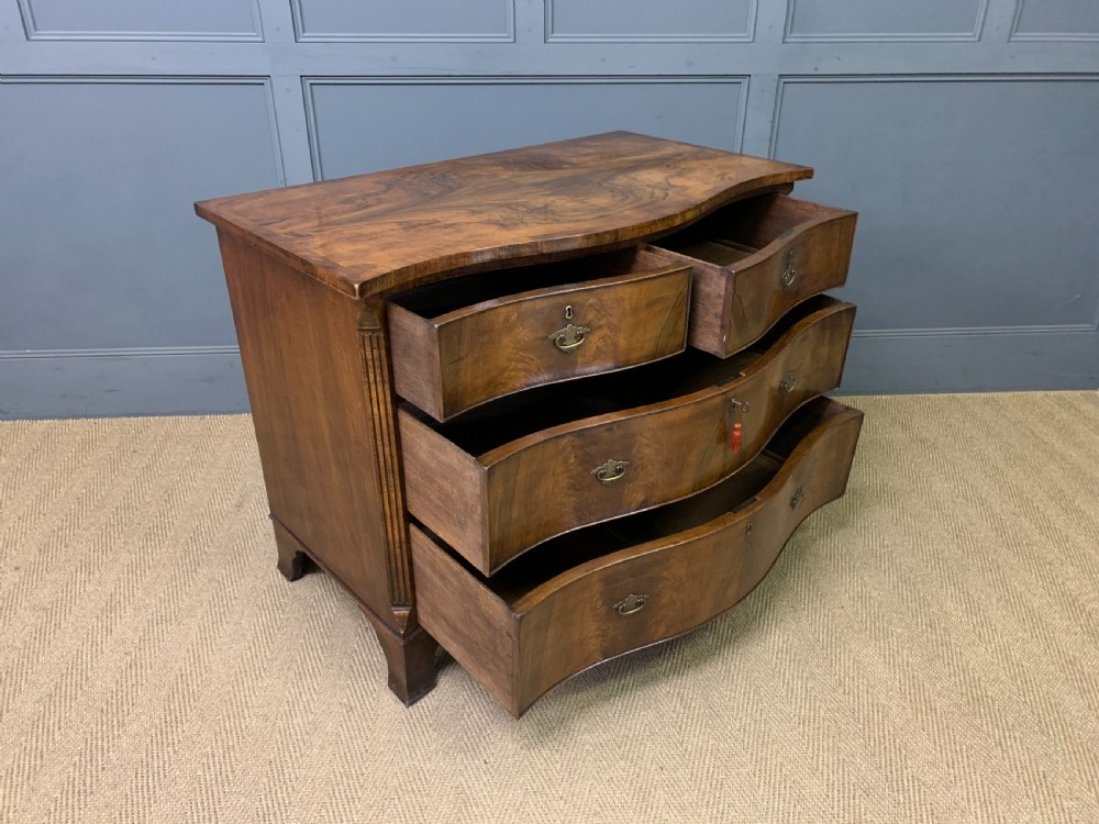 Serpentine Fronted Burr Walnut Chest of Drawers View XI