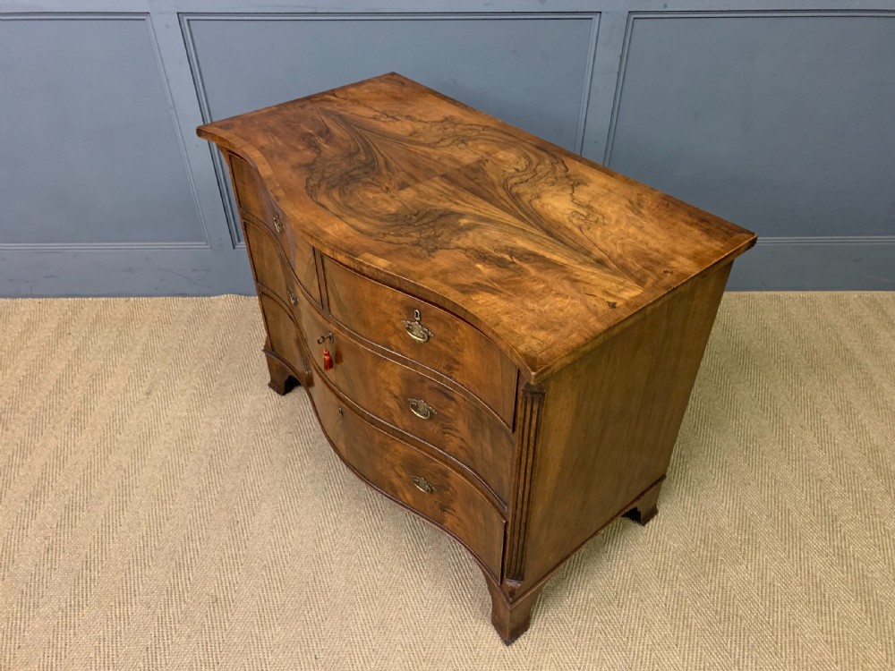 Serpentine Fronted Burr Walnut Chest of Drawers View XII