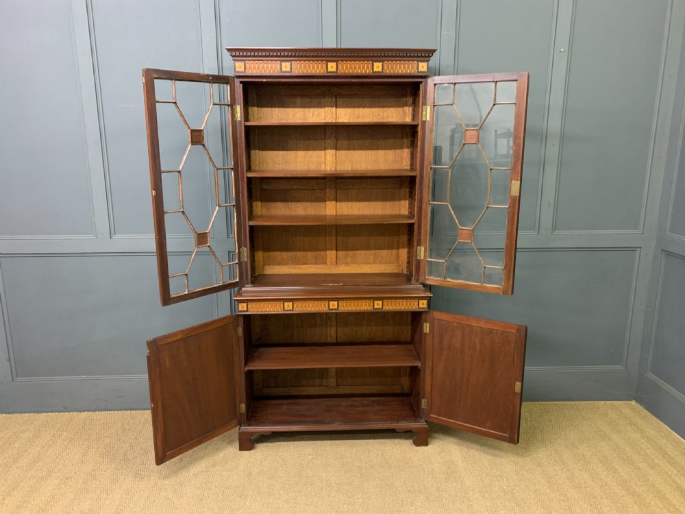 Edwardian Inlaid Mahogany Bookcase View X