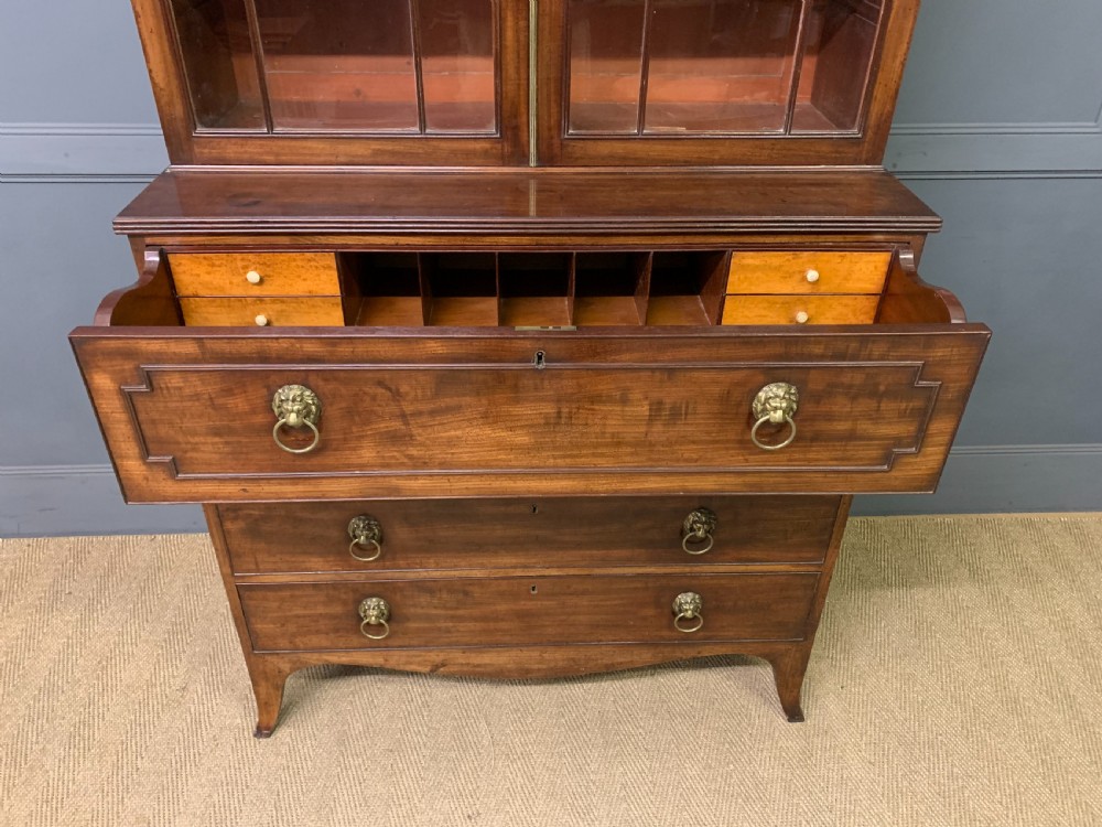 George III Mahogany Secretaire Bookcase View XI