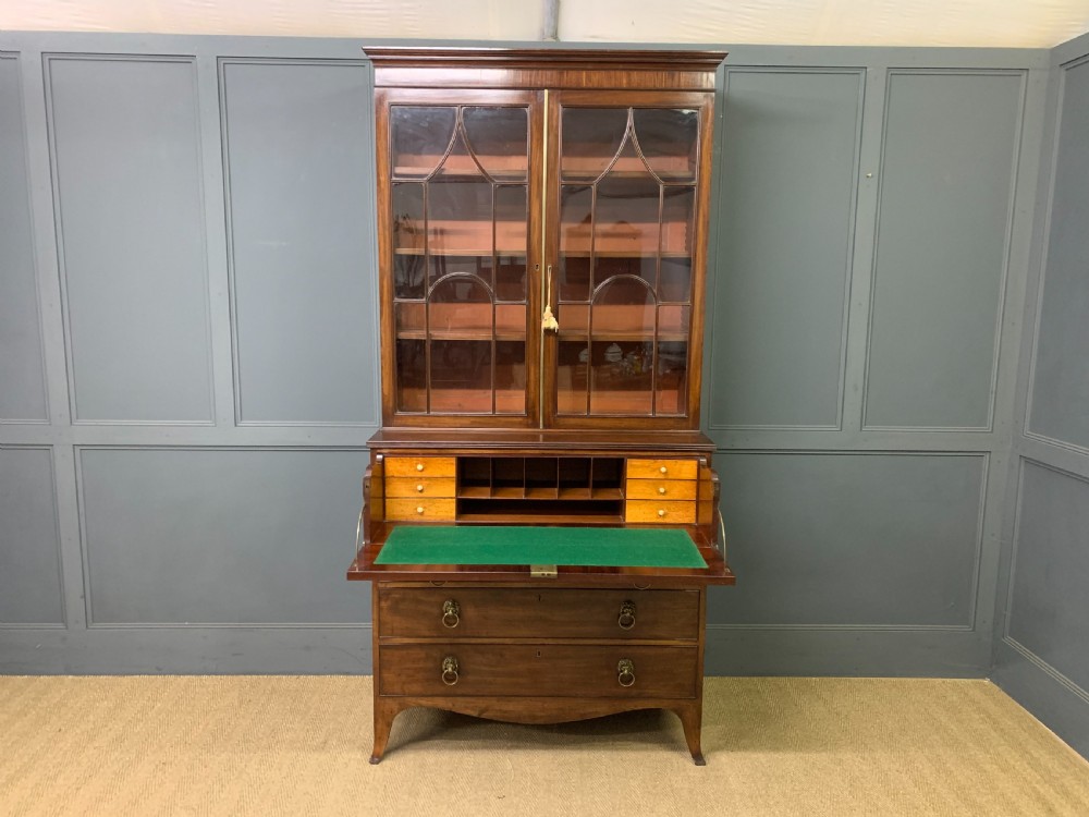George III Mahogany Secretaire Bookcase View XII