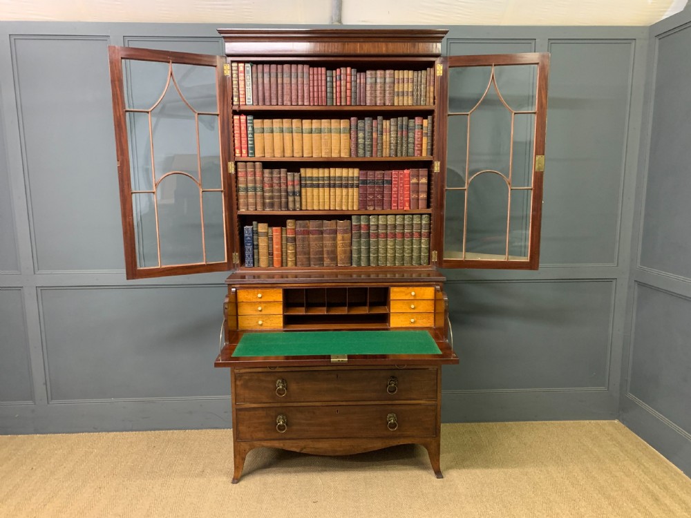 George III Mahogany Secretaire Bookcase View XIX
