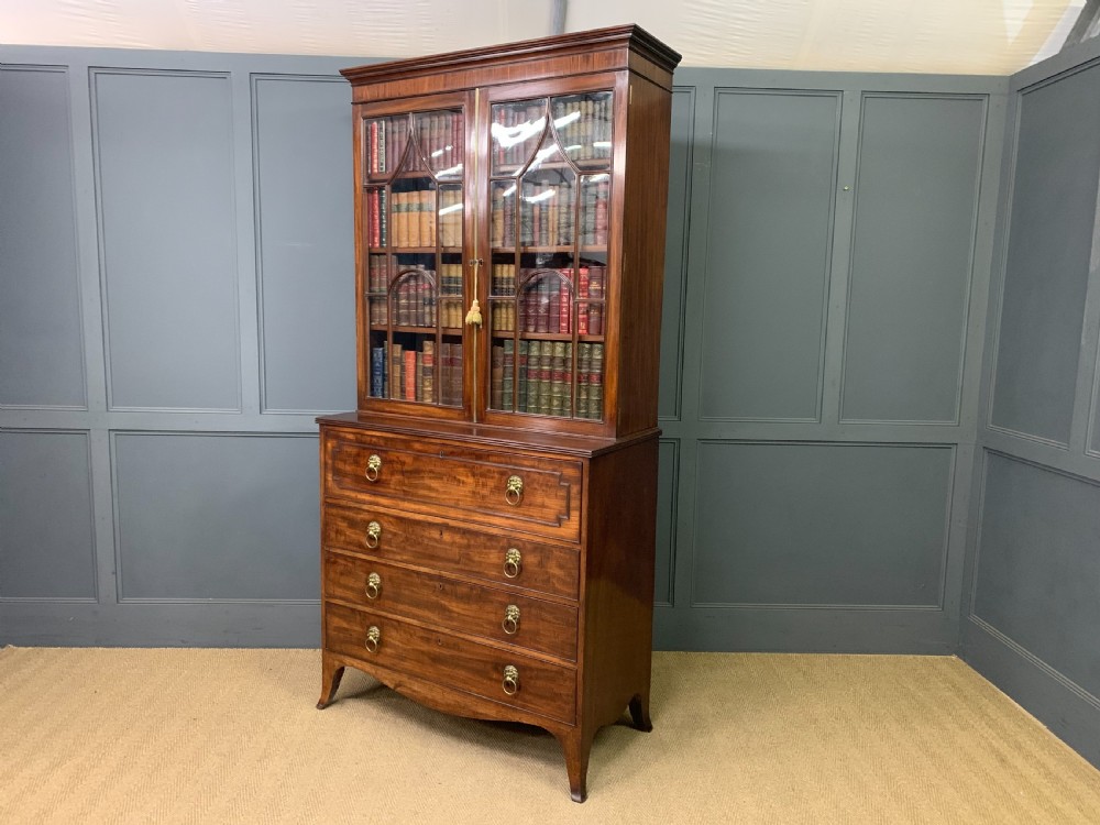 George III Mahogany Secretaire Bookcase View XXIX