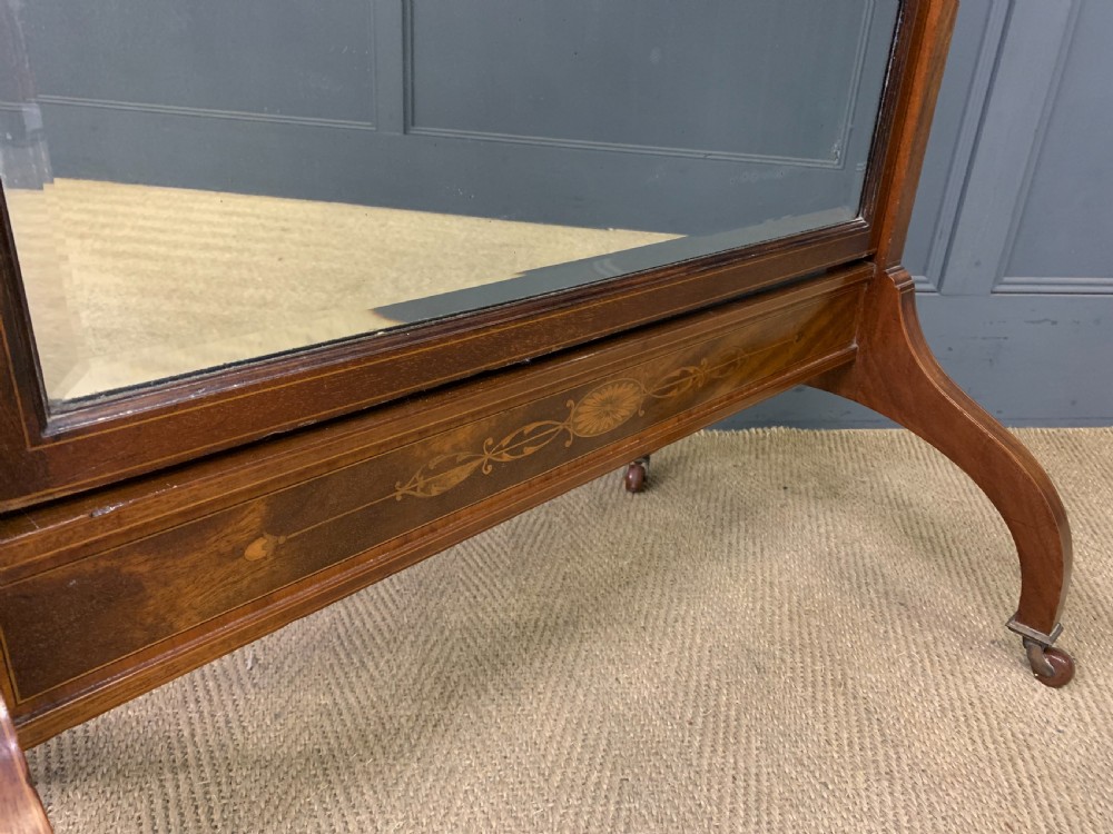 Inlaid Mahogany Sheraton Revival Cheval Mirror View IX