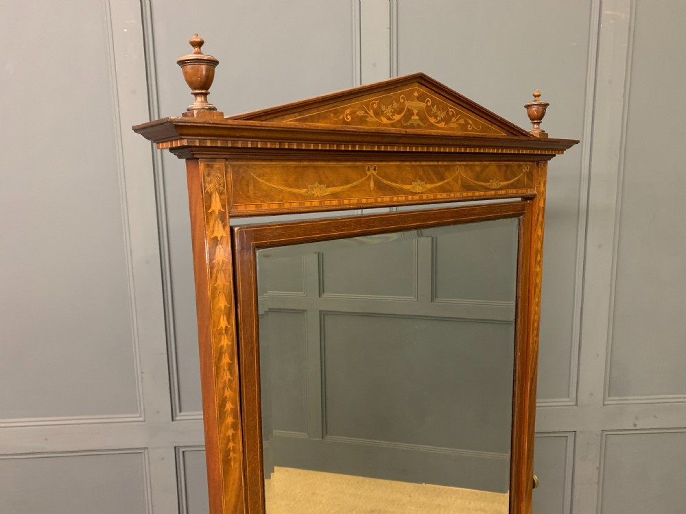 Inlaid Mahogany Sheraton Revival Cheval Mirror View XI