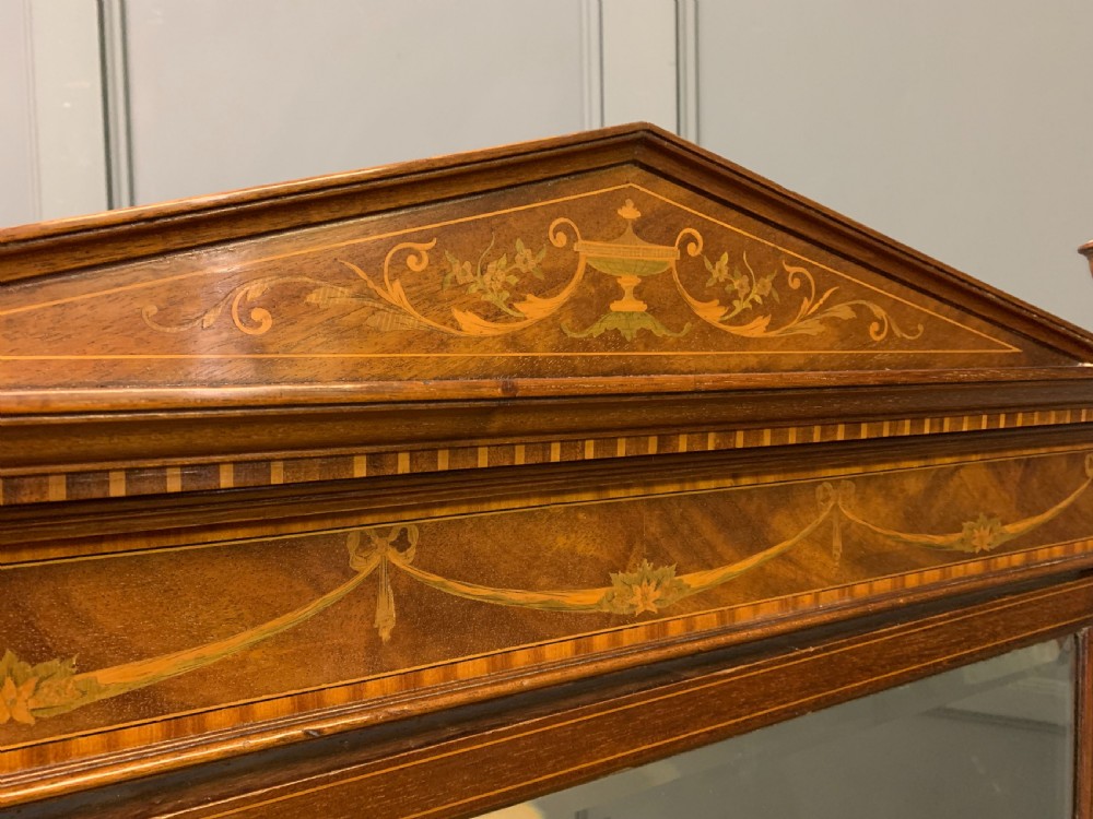 Inlaid Mahogany Sheraton Revival Cheval Mirror View XII