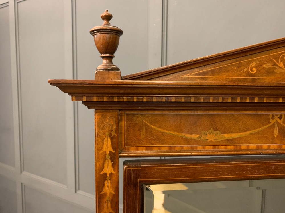 Inlaid Mahogany Sheraton Revival Cheval Mirror View XIII