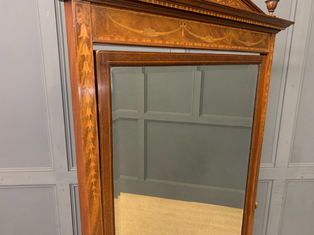 Inlaid Mahogany Sheraton Revival Cheval Mirror View XIV
