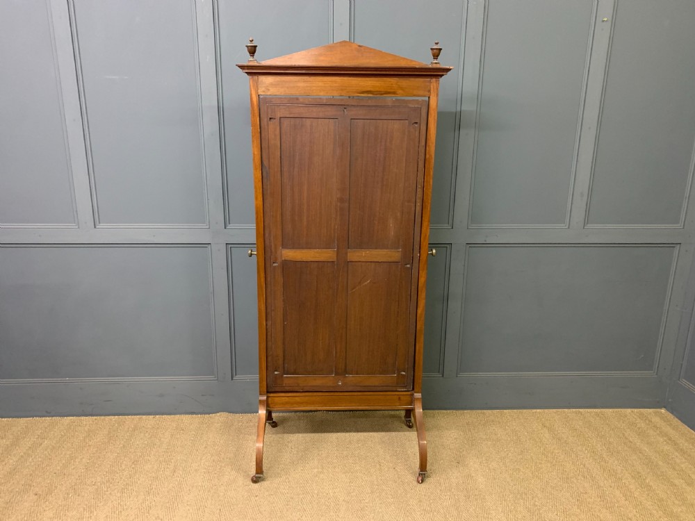 Inlaid Mahogany Sheraton Revival Cheval Mirror View XVI