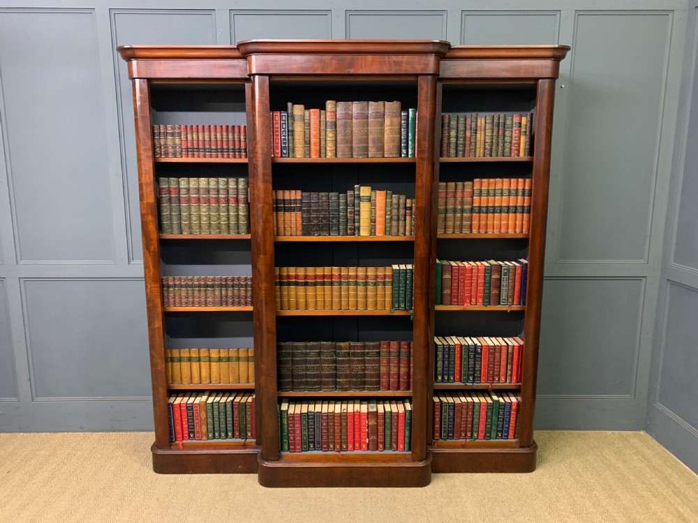Victorian Mahogany Break Front Open Bookcase View II