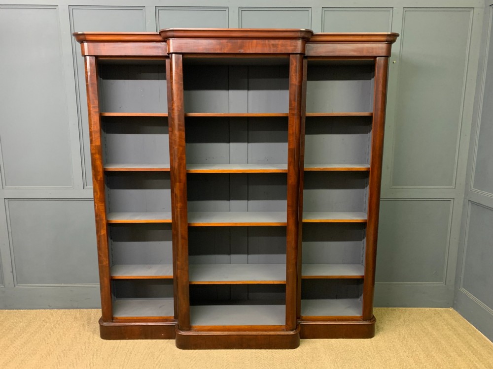 Victorian Mahogany Break Front Open Bookcase
